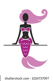 Mermaid with fish tail. Mythical symbol. Cartoon character. Vector illustration.