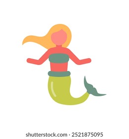 Ícones planos da sereia, ilustração de vetor