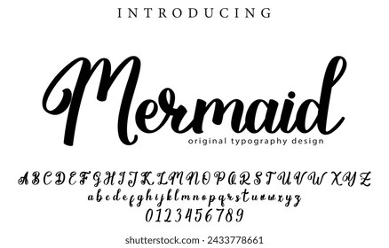 Mermaid Font Stylish brush painted an uppercase vector letters, alphabet, typeface