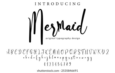 Mermaid Font Stylish brush painted an uppercase vector letters, alphabet, typeface