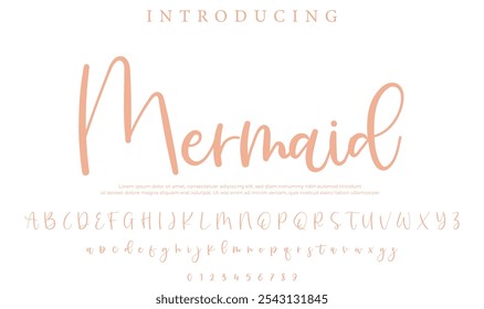 Mermaid Font Stylish brush painted an uppercase vector letters, alphabet, typeface