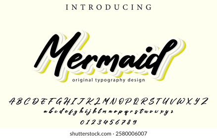 Mermaid Font Stylish brush painted an uppercase vector letters, alphabet, typeface