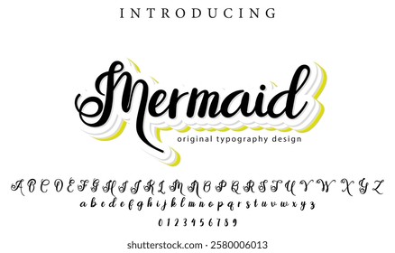 Mermaid Font Stylish brush painted an uppercase vector letters, alphabet, typeface