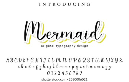 Mermaid Font Stylish brush painted an uppercase vector letters, alphabet, typeface