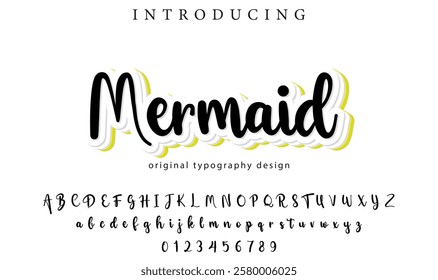 Mermaid Font Stylish brush painted an uppercase vector letters, alphabet, typeface
