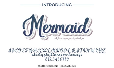Mermaid Font Stylish brush painted an uppercase vector letters, alphabet, typeface