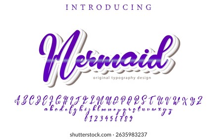 Mermaid Font Stylish brush painted an uppercase vector letters, alphabet, typeface