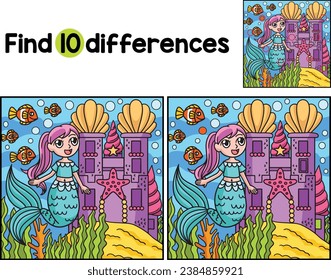 Mermaid Front Of The Castle Find The Differences