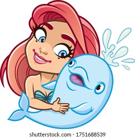 Mermaid funny vector sticker emoji
