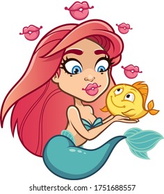 Mermaid funny vector sticker emoji