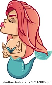 Mermaid funny vector sticker emoji