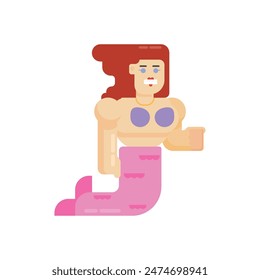 Mermaid, Geometric flat design character illustration.