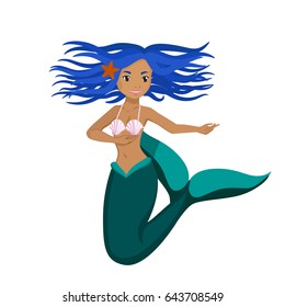 mermaid girl with blue hair