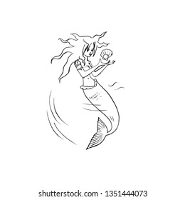 mermaid girl character illustration isolated vector
