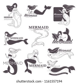 Mermaid girl fashion luxury brand vector sketch