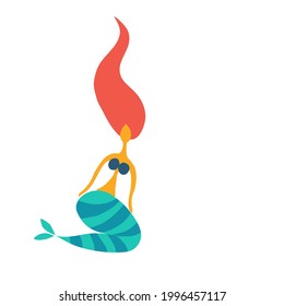 Mermaid Girl icon, isolated on white
