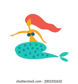 Mermaid Girl icon, isolated on white