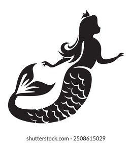 Archivo de diseño de silueta de niña sirena para archivos cortados.