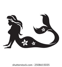 Archivo de diseño de silueta de niña sirena para archivos cortados.