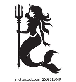 Archivo de diseño de silueta de niña sirena para archivos cortados.