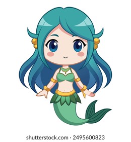 a mermaid girl , vector , art