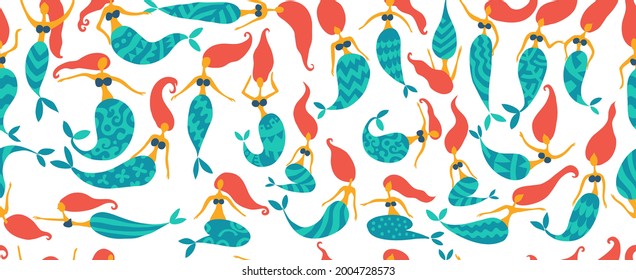 Mermaid Girls collection. Seamless Pattern for your design