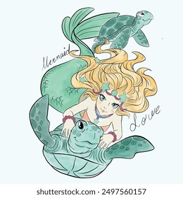 mermaid graphic design. girl child tshirt graphic pattern. fashion and  more