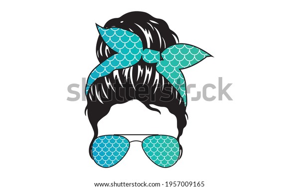 Mermaid Hair Stylist Messy Hair
Bun, Messy Bun Mom Lifestyle - Mother's day Vector and Clip
Art
