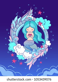Mermaid and heart in