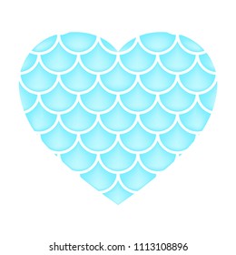 Mermaid heart. Pattern of fish scales. Vector cute illustration. Design element. Fabric textile printing