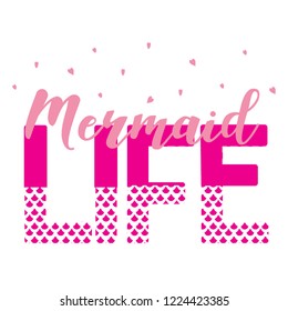 mermaid heart slogan girl tee illustration art vector 