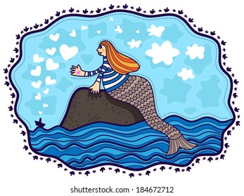 Mermaid and her favorite ship