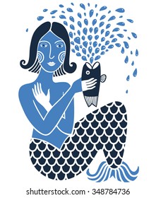 Mermaid holding a fish
