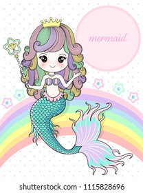 Mermaid holding a magic wand