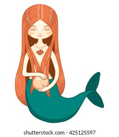 Mermaid holding a pearl