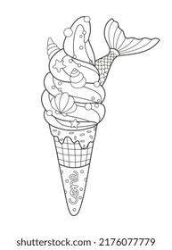 Mermaid Ice Cream Cone coloring page