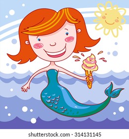 Mermaid And Ice-cream.