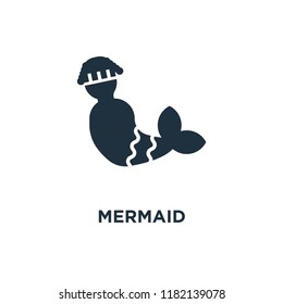 Mermaid icon. Black filled vector illustration. Mermaid symbol on white background. Can be used in web and mobile.