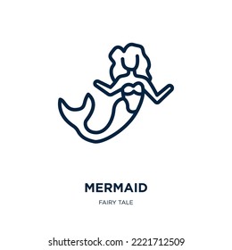 mermaid icon from fairy tale collection. Thin linear mermaid, sea, siren outline icon isolated on white background. Line vector mermaid sign, symbol for web and mobile