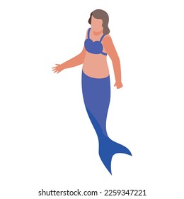 Mermaid icon isometric vector. Cute girl. Sea princess