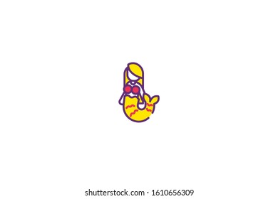 Mermaid icon in trendy flat style isolated on white background vector illustration