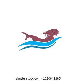 mermaid icon vector illustration design template