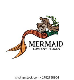 mermaid illustration cartoon logo vector. mermaid mascot design vector