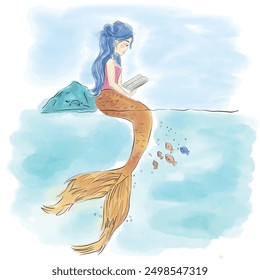 mermaid illustration. kids fashion design. tshirt graphic design and more