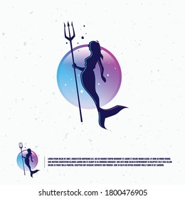 Mermaid illustration logo premium vector