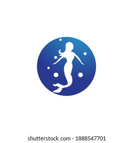 Mermaid illustration logo vector design