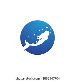 Mermaid illustration logo vector design