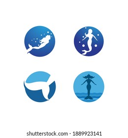 Mermaid illustration logo vector design