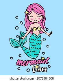 MERMAID ILLUSTRATION, TEXT MERMAID VIBES