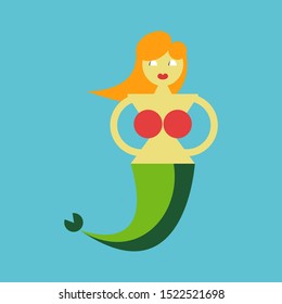 Mermaid, illustration, vector on white background.